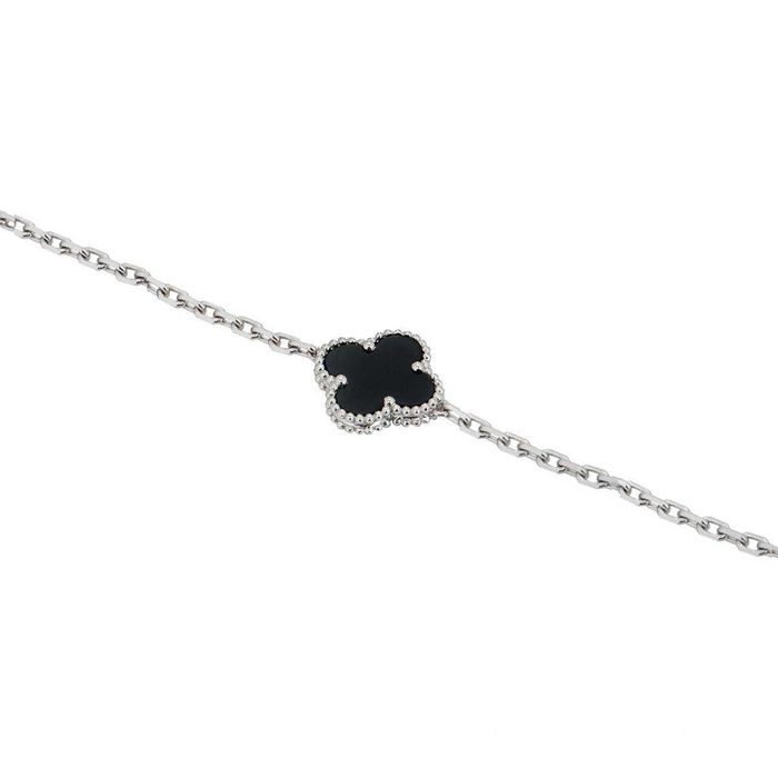Van Cleef & Arpels VCA Silver Black Alhambra 1 Motif Дамска Гривна