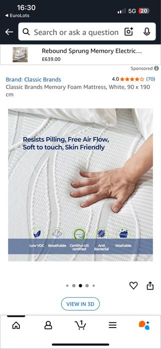 Нов на руло Двулицев матрак 90X190 височина 20см нов вакумиран 90/190