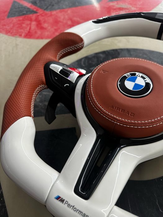 Volan BMW - Seria F/E - Piano White - Custom - Incalzire - Vibratii