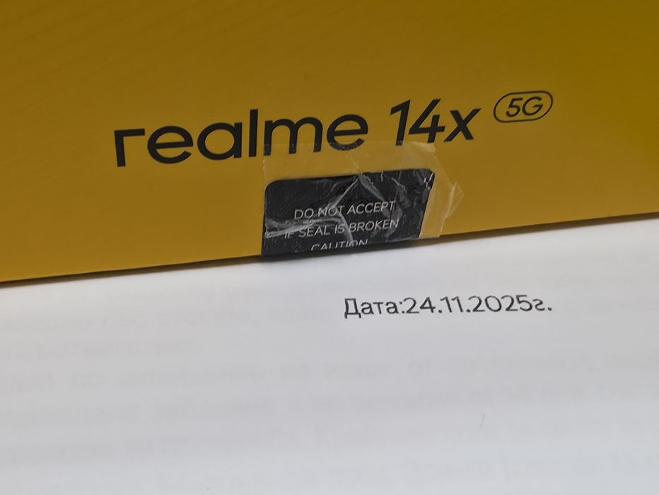 НЕАКТИВИРАН 128GB Realme 14x 5G Гаранция Yettel 2028г. Black / Черен