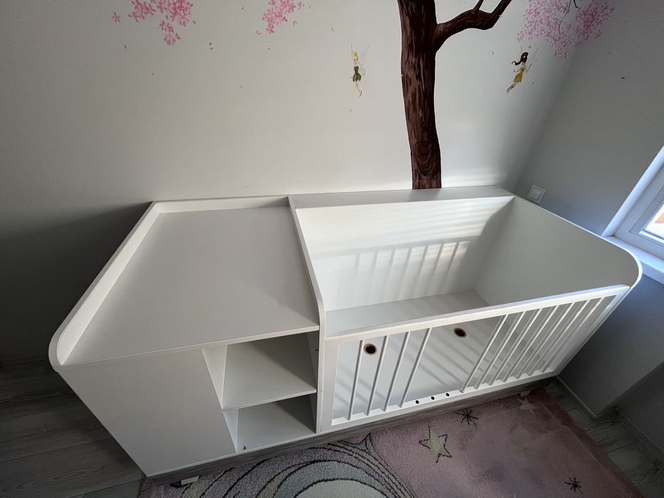 Детска дървена кошара с повивалник и матрак