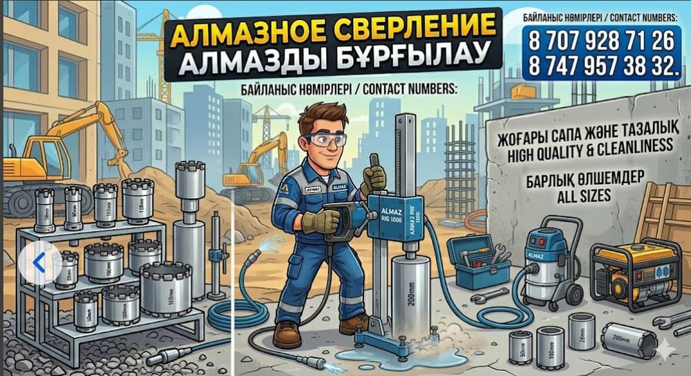 Алмазное сверление,бурение , тесік тесу ,бұрғылау