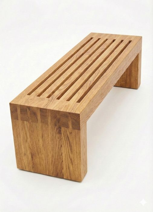 Bancă Lemn Masiv – Design Modern "Block" – Terasă / Interior / HoReCa