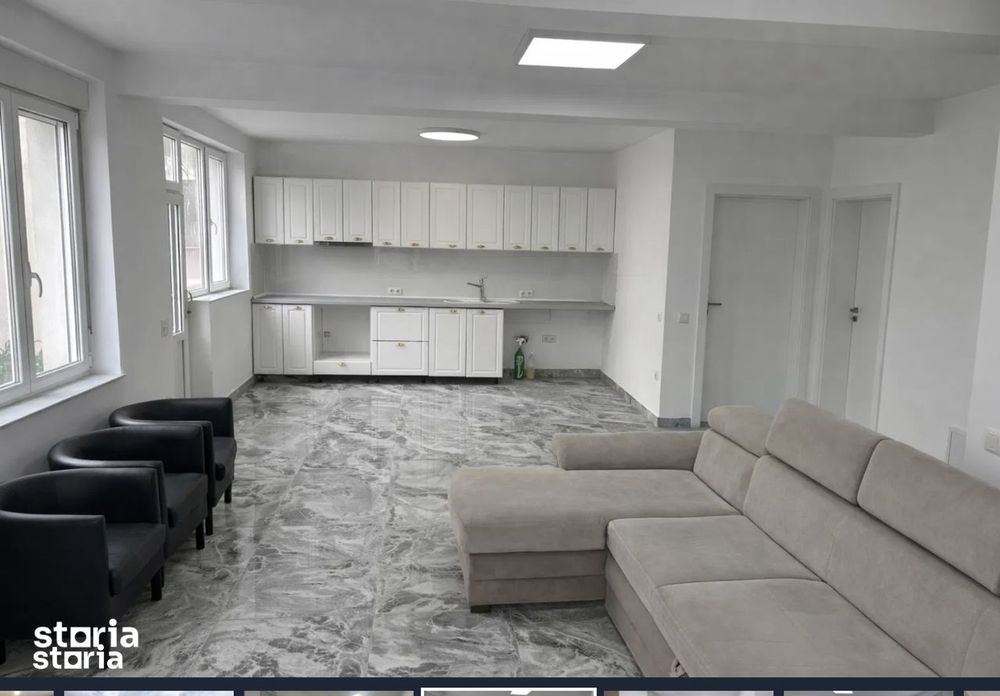 Parter casă nouă de închiriat – 110 mp, 3 camere, curte