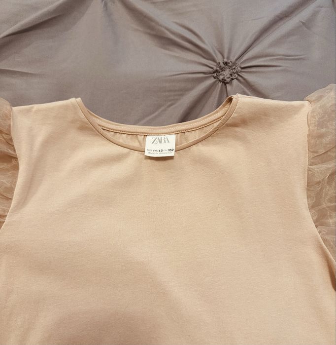 Tricou Zara roz pudrat, bumbac, 11-12 ani, nou, fără etichetă