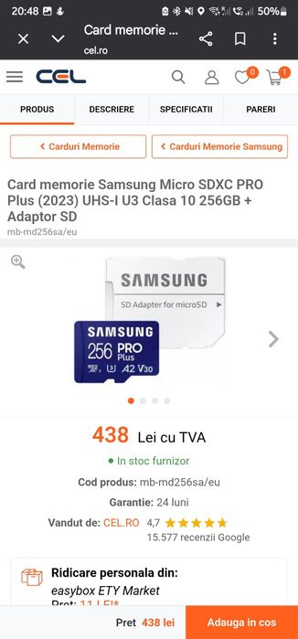 Card microSD Samsung PRO Plus 256 GB + adaptor