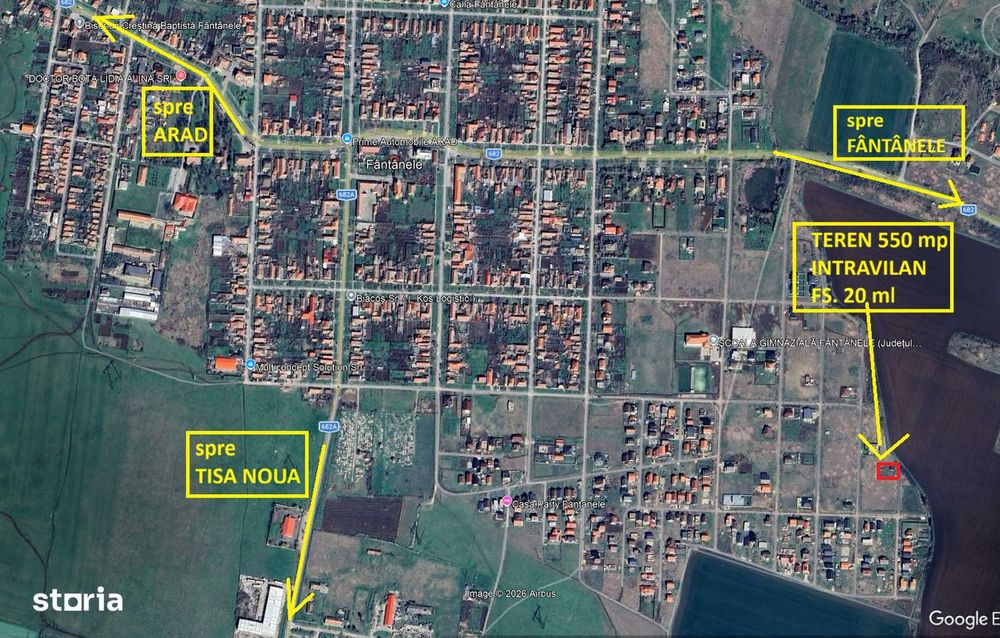Teren intravilan 550 mp Fântânele în cartierul nou fs.20 ml
