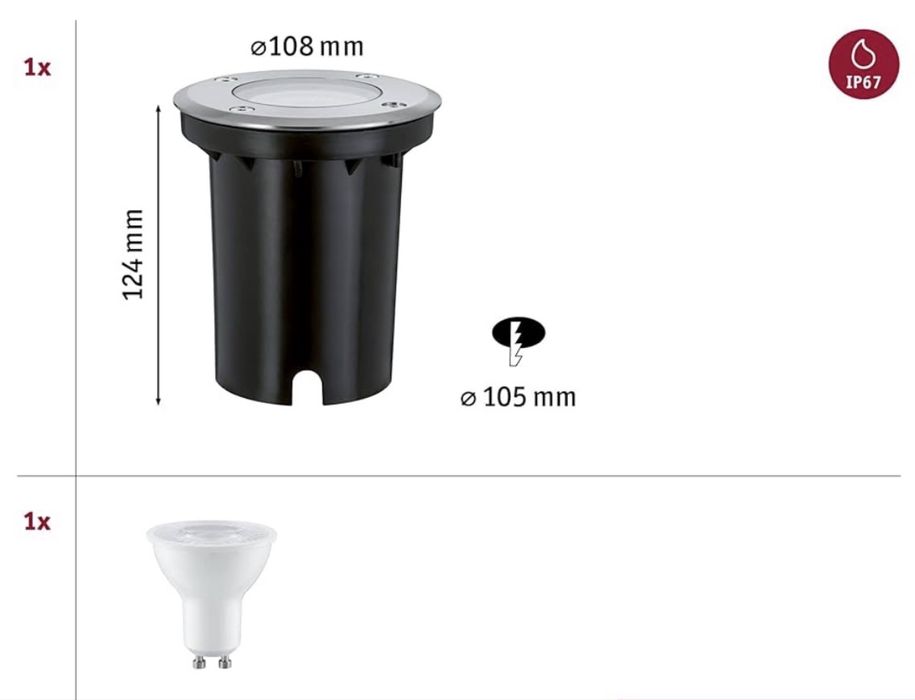 Lampă încastrată de exterior Paulmann, metal 3,5 W