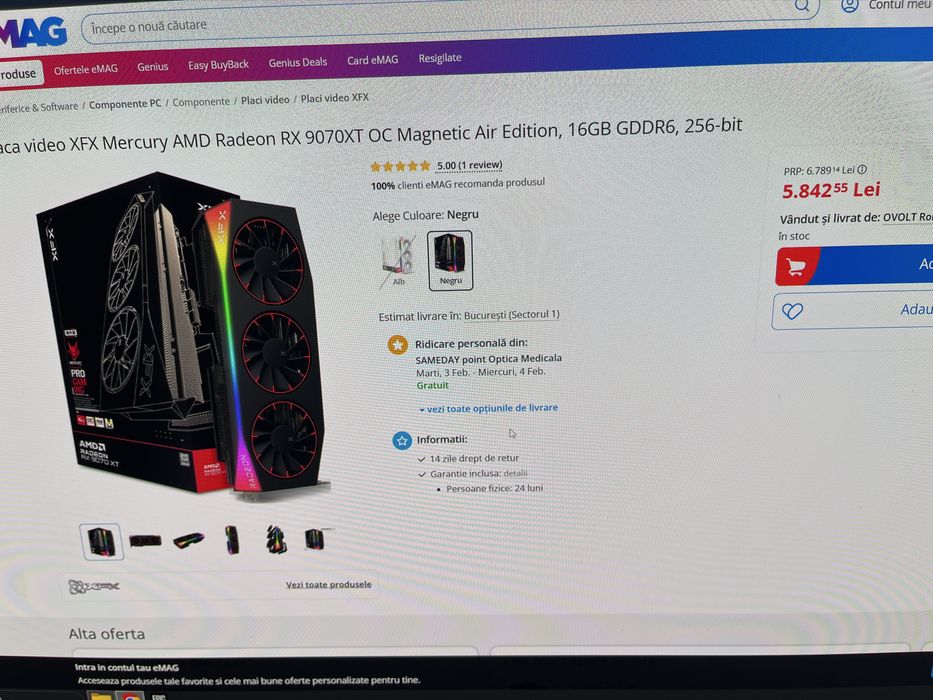 Placa video RX 9070 XT OC Magnetic Air Edition 16Gb