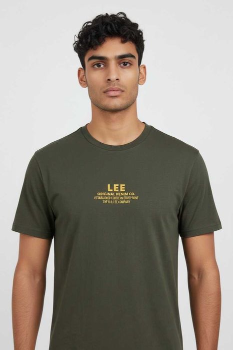 Мъжка тениска, LEE, Loose Fit, Camouflage Green