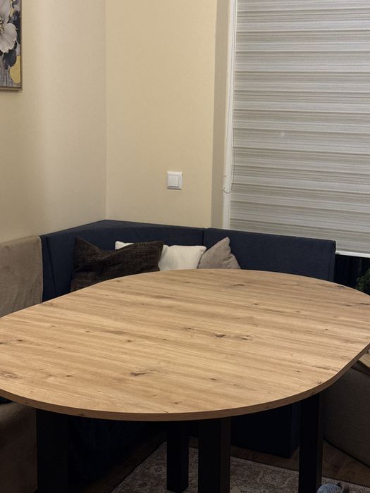 Кръгла Трапезна Маса от ДЪБ Чисто Нова-AIKO(разтеглива)