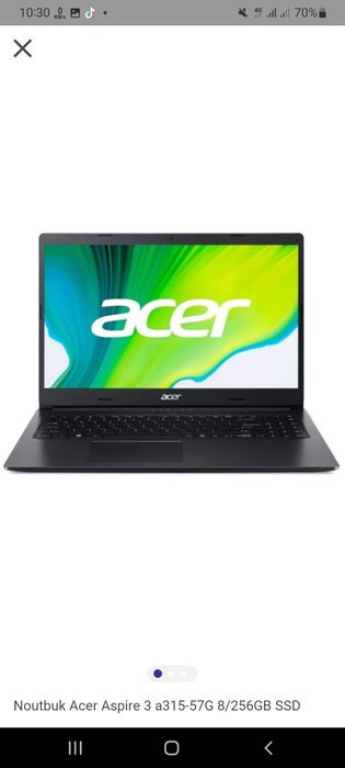 Noutbuk Acer Aspire3 a315-57G 8/128GB SSD