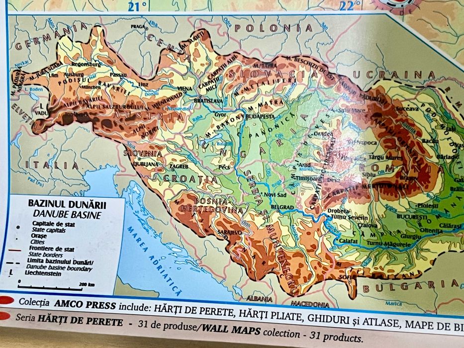Harta Fizica a Romaniei Laminata 50x70cm