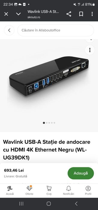 Wavlink USB-A Stație de andocare cu HDMI 4K Ethernet Negru (WL-UG39DK1