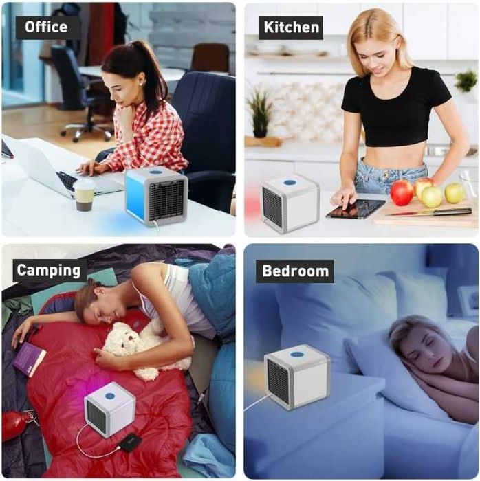 НОВ Портативен Мини преносим климатик за охлаждане с LED 7 цвята