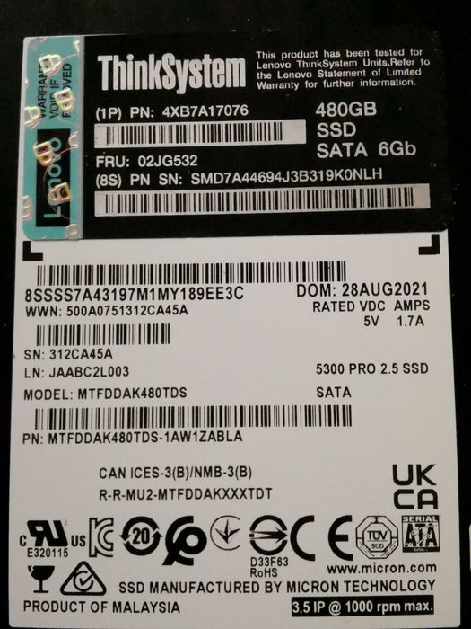 цифров диск Enterprise SSD 2.5" Micron 5300 Pro SATA III, TBW 1,324 TB