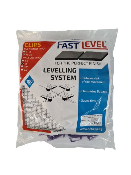 Подложка клипс за изравняване и нивелиране на плочки - 1.5 мм., 12-20