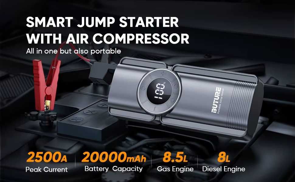 Starter auto BSMOOM, benzina/diesel, 16A, 12V, 21800mAh, compresor