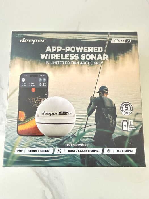 Сонар Deeper CHIRP+ 2 Limited Edition Arctic Grey – Много запазен – Пълен комплект