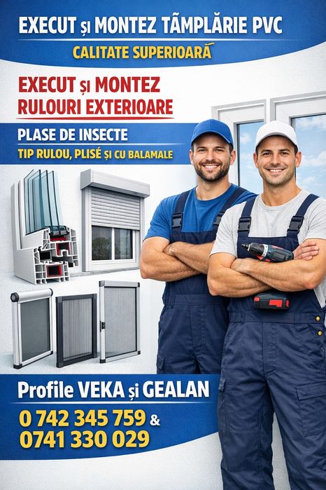 Montam și executăm tâmplărie Pvc Veka și Gealan