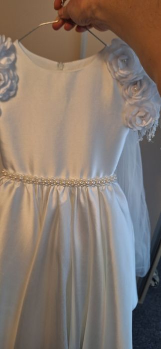 ROCHIE ELEGANTĂ LUNGA IVOIRE PENTRU FETE JESSICA  8 ani / 128  încălțăminte, capa, taior și mănusi incluse în preț, avand o  purtare și o curățare