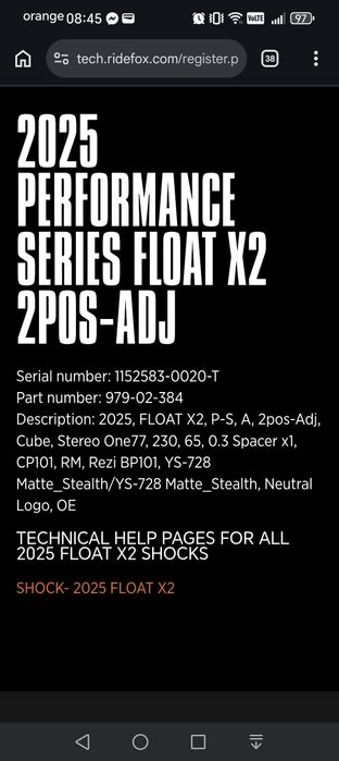 Shock Fox float X2 performance