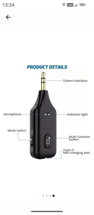 3 Receptoare si Transmitatoare Bluetooth 5.1, 3 in 1, Conectivitate 10-15m, Baterie Reincarcabila