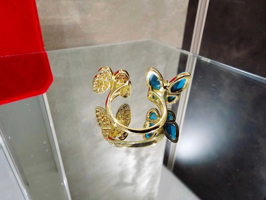 Van Cleef & Arpels VCA Gold Turquoise Two Butterfly Дамски Пръстен