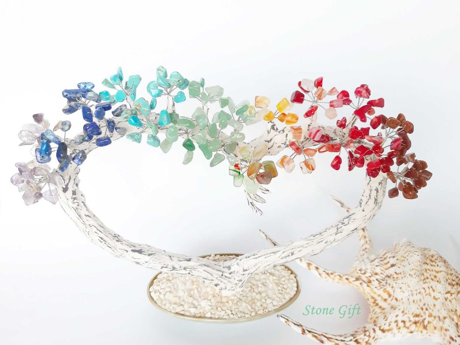 Дръвче 7 Кристала Сърце, Подарък Годишнина, Подарък Жена, Момиче