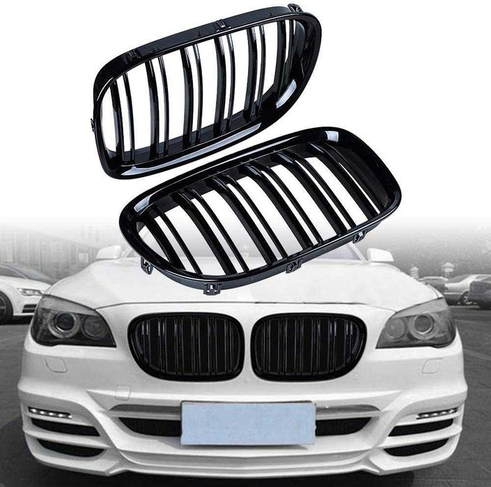 Решетки Бъбреци за BMW БМВ 7 серия F01 F02 2009+ Двойни Черен Гланц