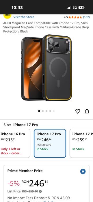 Nou Husa Aohi premium iphone 17 pro protectie la caderi