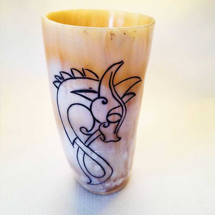 Чаша от естествен рог, викингска чаша,  античен рог за пиене