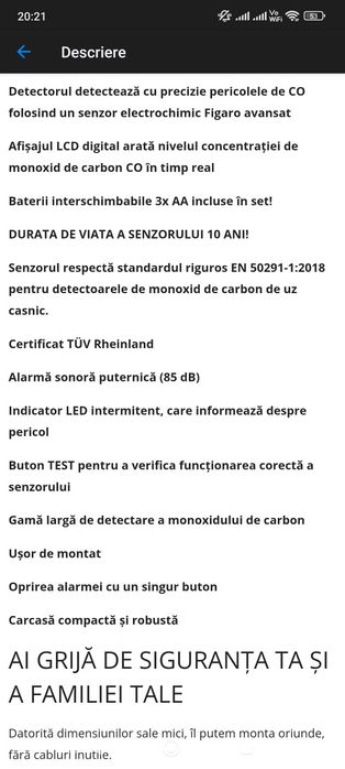 Detector Monoxid de Carbon (CO) X-Sense CO03D fum