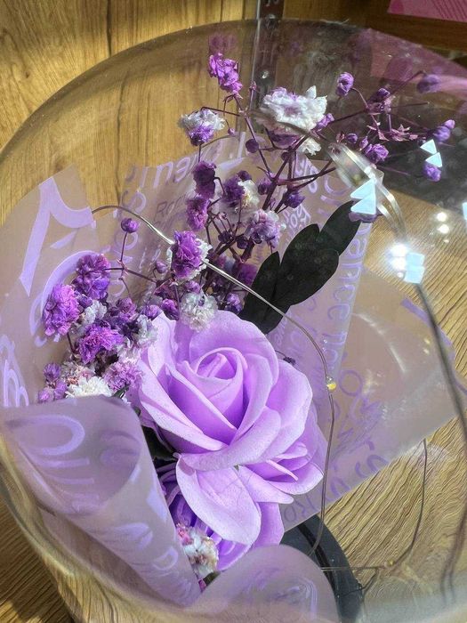 Роза Вечная в Колбе с подсветкой ПОДАРКА