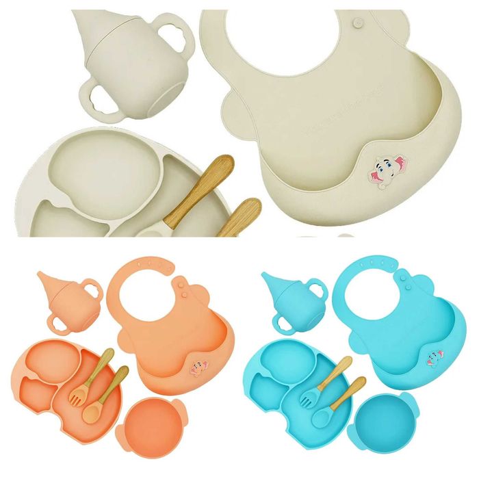 Set de diversificare, din silicon pentru bebeluși, nou, 6 componente