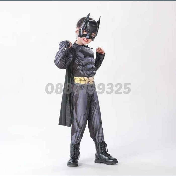 Детски костюм на Батман с мускули и маска + ПОДАРЪК