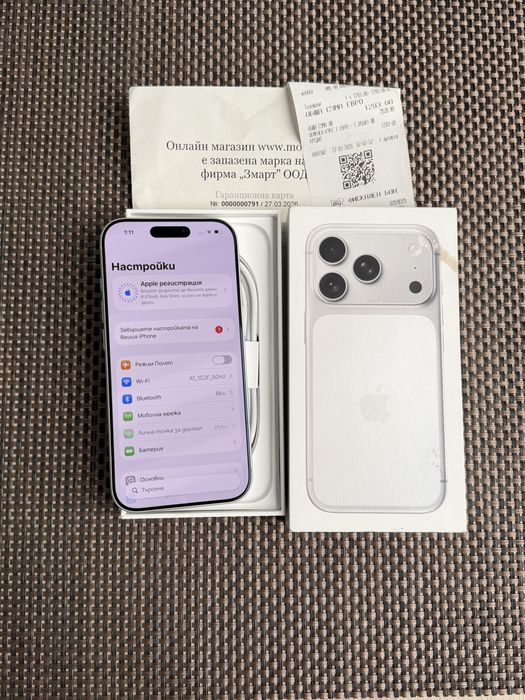 КАТО НОВ! 24М ГАРАНЦИЯ 256GB! iPhone 17 pro Silver айфон 17 про бял