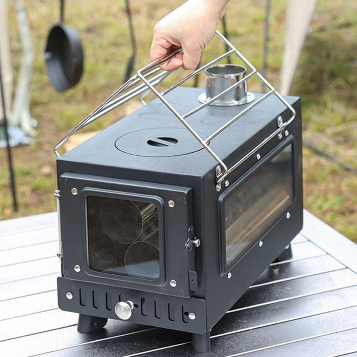 Туристическая походная печь с трубой и складными ножками