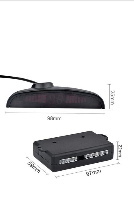 Kit Senzori Parcare cu Display LED, Negru, 4 Senzori