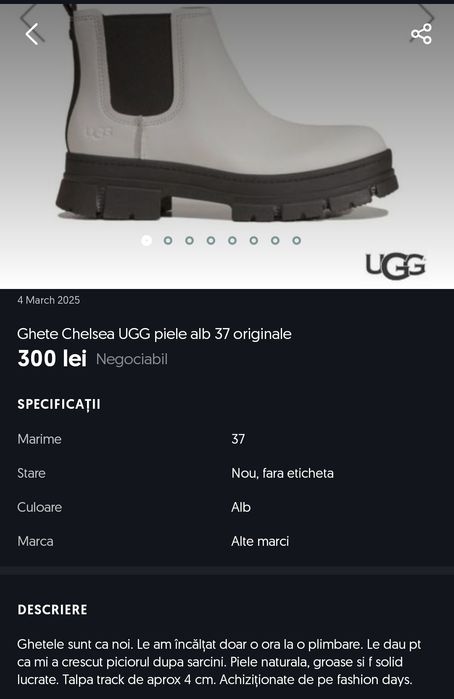 Botine piele nabuc grej 37 Reserved