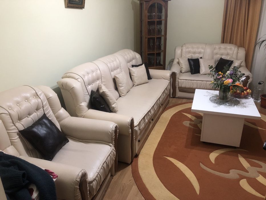 Set coltar living piele naturala