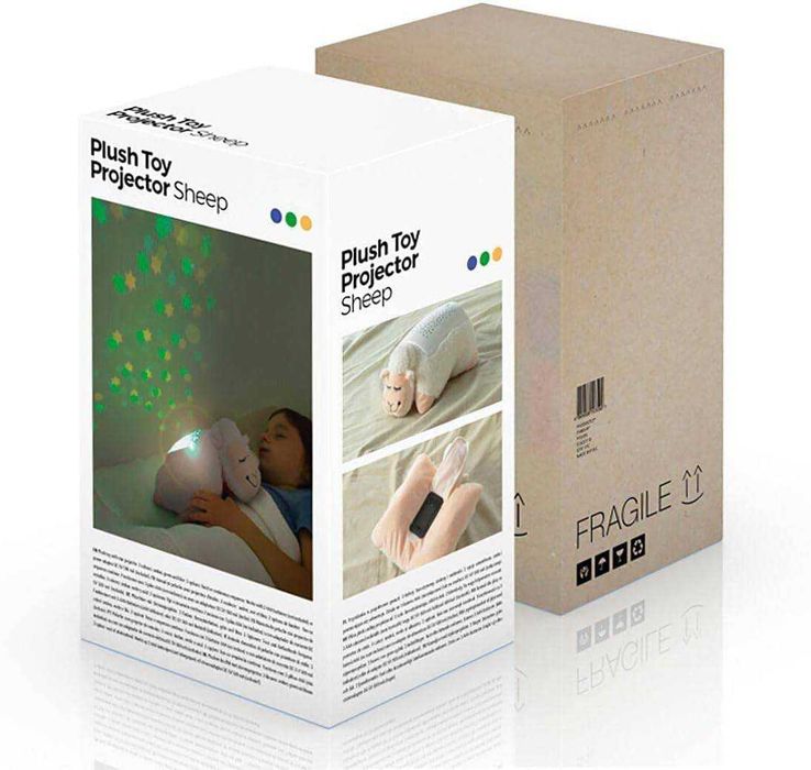 Lampa de veghe pentru copii cu proiector de stele model oaie de plus