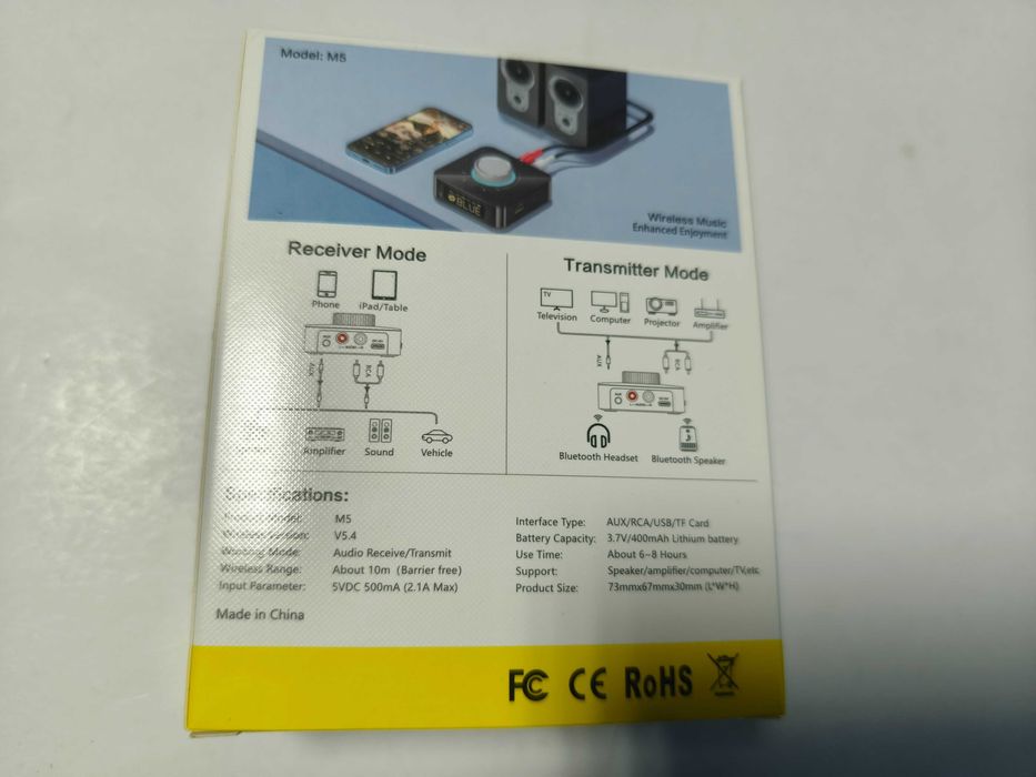 Adaptor bluetooth cu telecomanda, volum, card, jack 3,5mm
