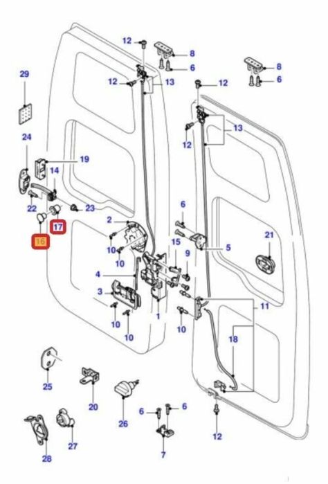 Бутон за широко отваряне задна врата Ford Transit 2000-2014
