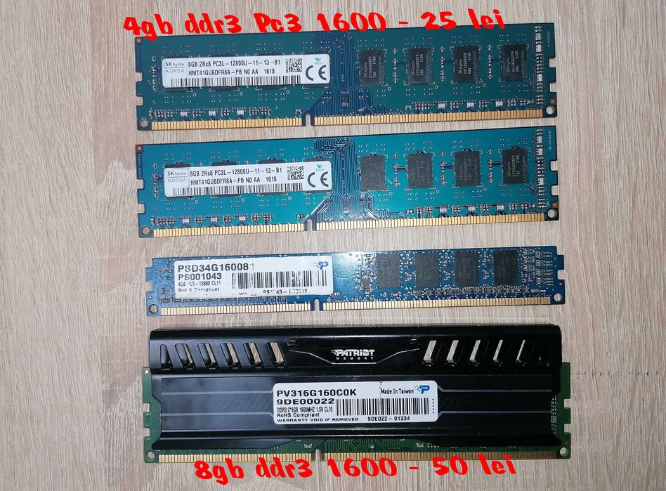 Rami DDR3/DDR4 desktop si laptop