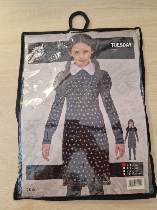 Rochie Wednesday Addams fetițe 3-4 ani, nouă, nepurtată