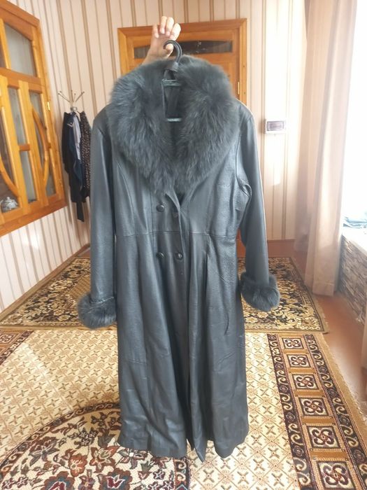 Кожаные плащ утеплённые
