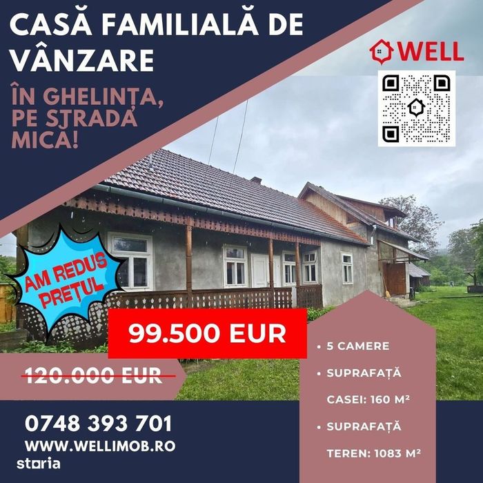 Casă de vânzare în Ghelința, pe strada Mică!