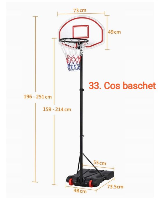 Set de baschet reglabil 196-251 cm.