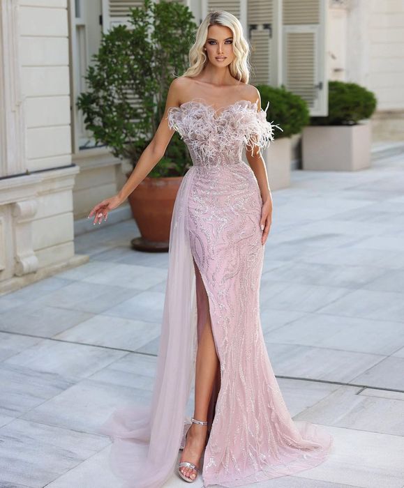 Официална дълга рокля с камъни